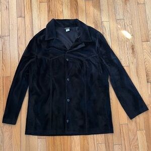 VTG hoax Velour Men’s Jacket Y2K Rave Goth 90s Button Up Black USA Ravewear